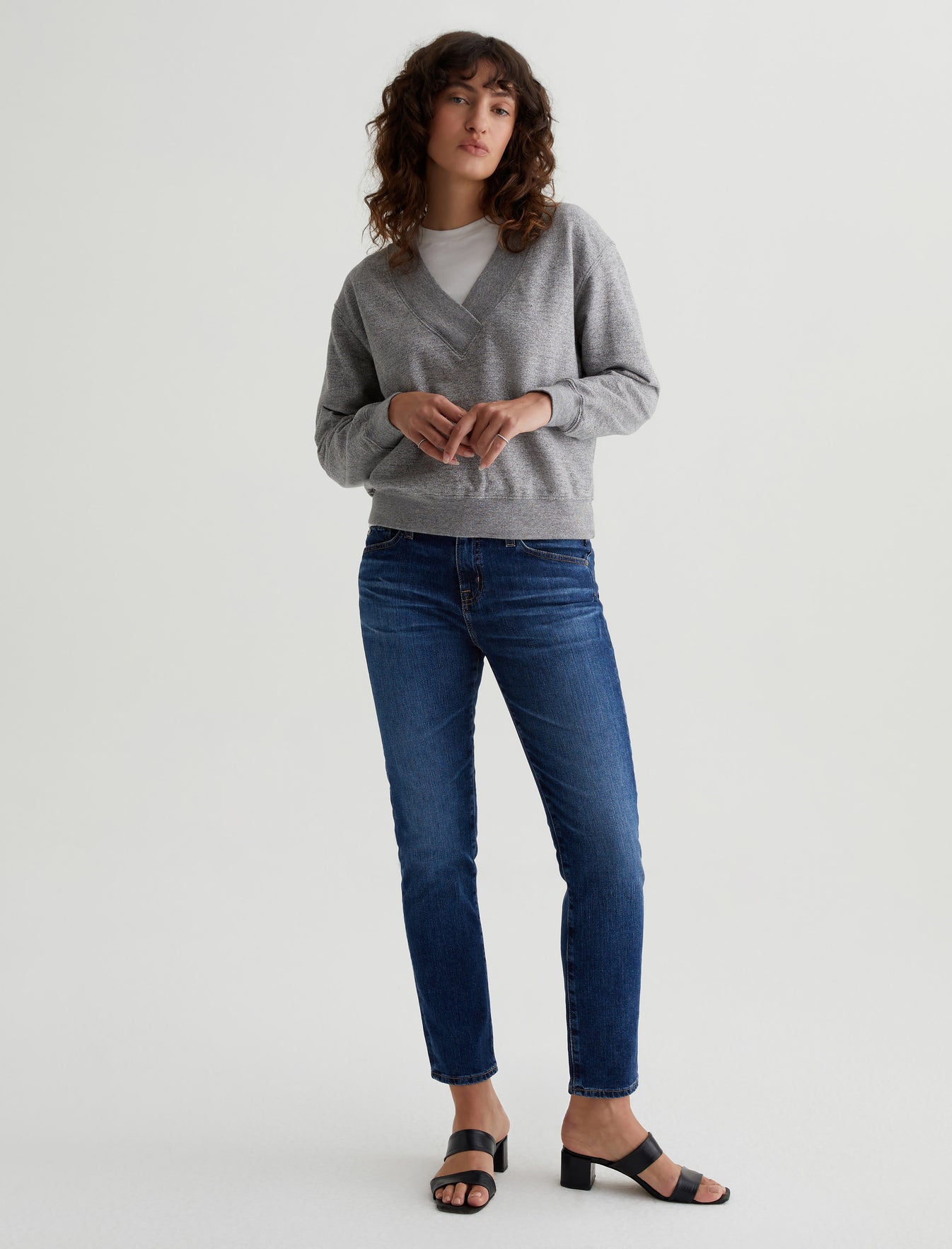 Nova Vee|Relaxed Vee Neck Sweatshirt